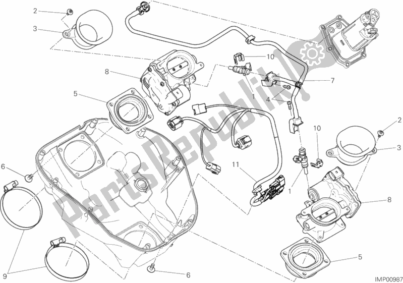 All parts for the Throttle Body of the Ducati Diavel Xdiavel USA 1260 2019